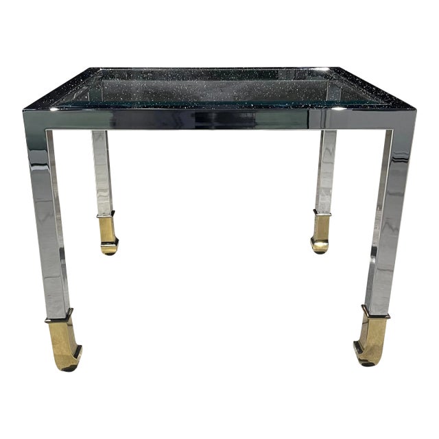 Mastercraft Style Polished Chrome & Brass End Table From Design Institute of America For Sale