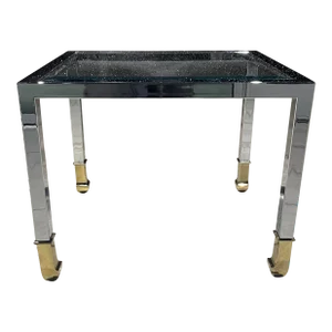Mastercraft Style Polished Chrome & Brass End Table From Design Institute of America