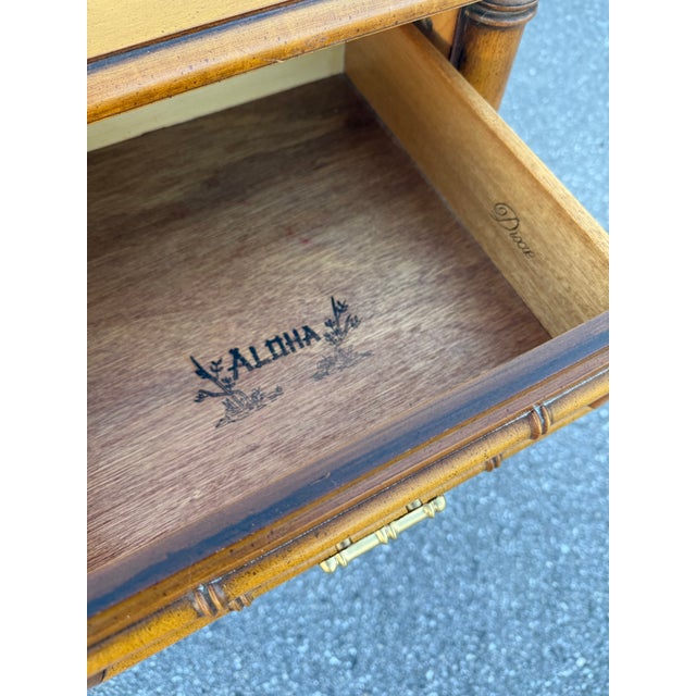 Dixie Aloha Faux Bamboo Server Bar Cart. Style Hollywood Regency/ Chinese Chippendale crafted in solid wood with faux...