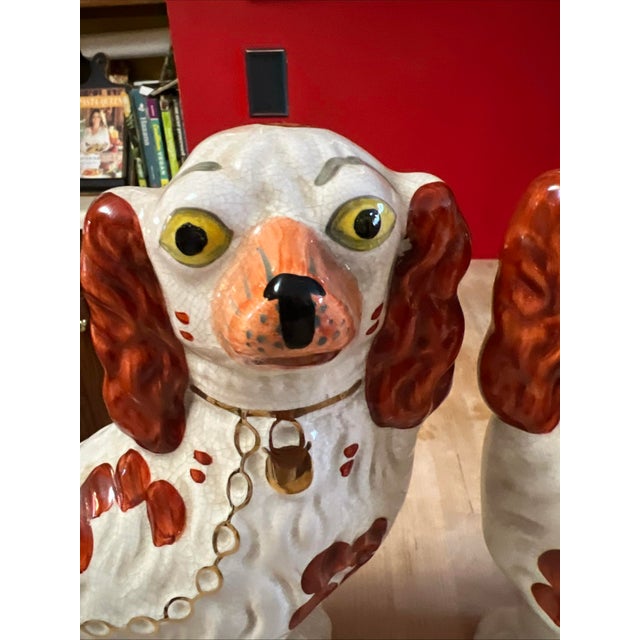 Pair of Antique Decorated Staffordshire Dogs, Circa 1860's For Sale - Image 6 of 16