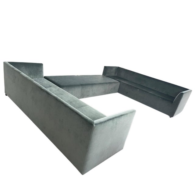 An impressive one-off vintage modular lounge sofa designed by Parisian designer Jean-Rémy Couradette and produced in...