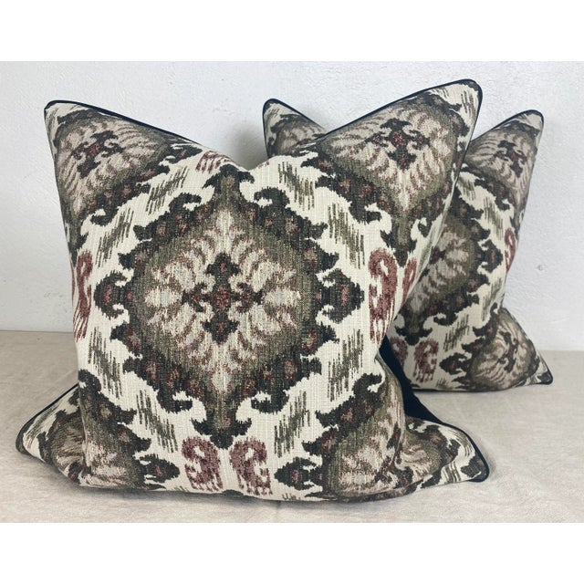 Gray Contemporary Starburst Pattern Plush Chenille European Square Pillows- a Pair For Sale - Image 8 of 9