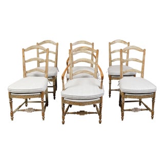 Set of Six French 19th Century Dining Room Chairs with Carved Guilloches Friezes For Sale