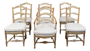 Set of Six French 19th Century Dining Room Chairs with Carved Guilloches Friezes