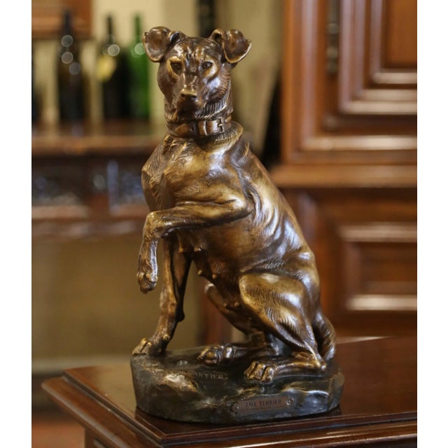 Early 20th Century French Terracotta Fox Terrier Sculpture Signed Cartier For Sale In Dallas - Image 6 of 10