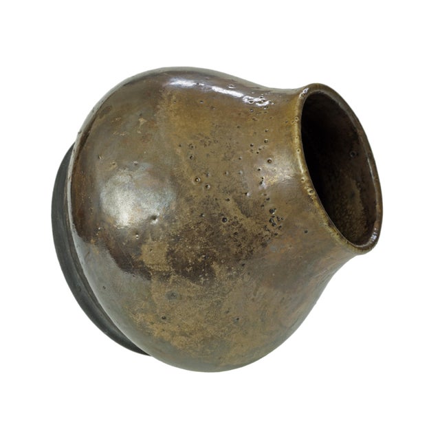 Late 20th Century Modern Glazed Pottery Vases in Earth Tones Donna Karan New York - Set of Two For Sale - Image 9 of 13