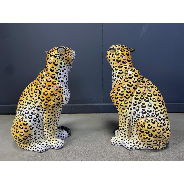Italian Glazed Terracotta Leopard Figures, 1960s For Sale - Image 12 of 14