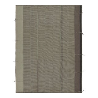 Rug & Kilim’s Modern Kilim in Beige & Gray Stripes For Sale