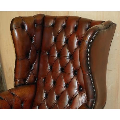 Chesterfield Wingback Armchairs and Ottomans with Claw and Ball Feet, Set of 4 For Sale - Image 6 of 18