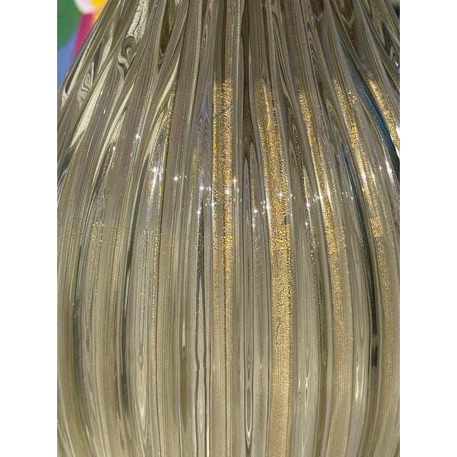 1940s Monumental Murano Glass Lamp With Custom Silk Velvet Fringe Trim Shade For Sale In San Diego - Image 6 of 17