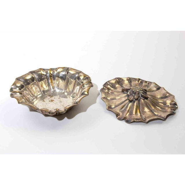 Silver-Plated Covered Bonbon Dish in Floral Form, 1950s For Sale - Image 4 of 5