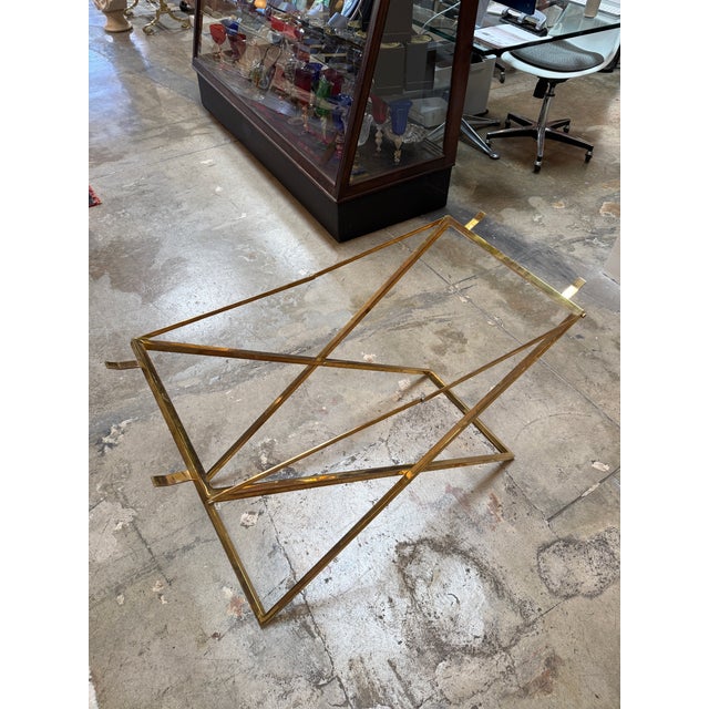 Vintage Folding Tray Table With Blue Enamel Tray and Brass Base, 1970s For Sale - Image 9 of 9
