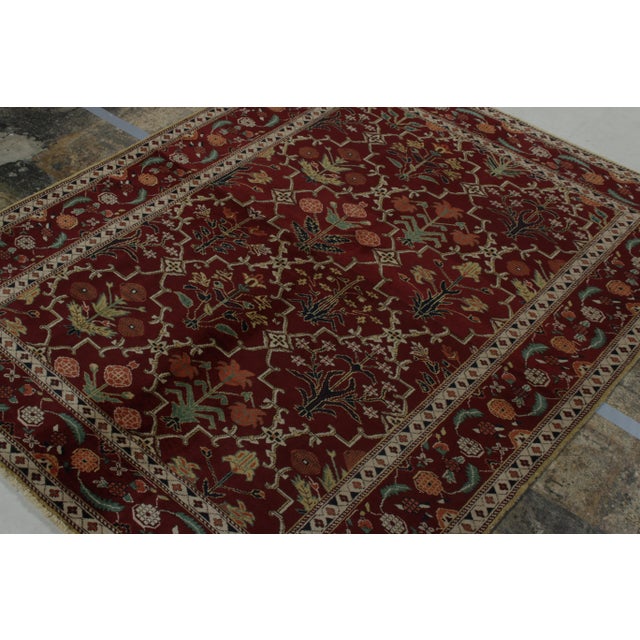 Traditional Rug & Kilim’s Agra Style Rug in Red and Green With Trellis Floral Patterns For Sale - Image 3 of 7