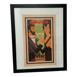 Vintage Amoro “Anjou Vins Mousseux” French Art Deco Lithographic Advertising Poster France C. 1932 For Sale