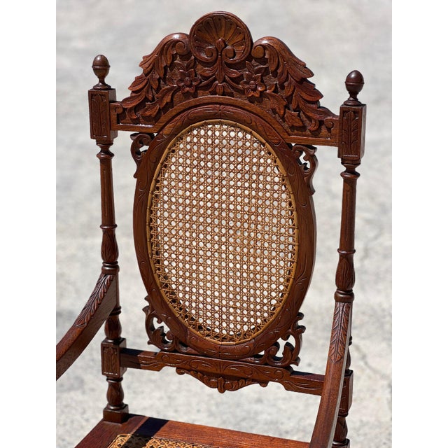 Wood Late 19th Century Medallion Armchairs in Turned and Carved Wood, 1890, Set of 6 For Sale - Image 7 of 9