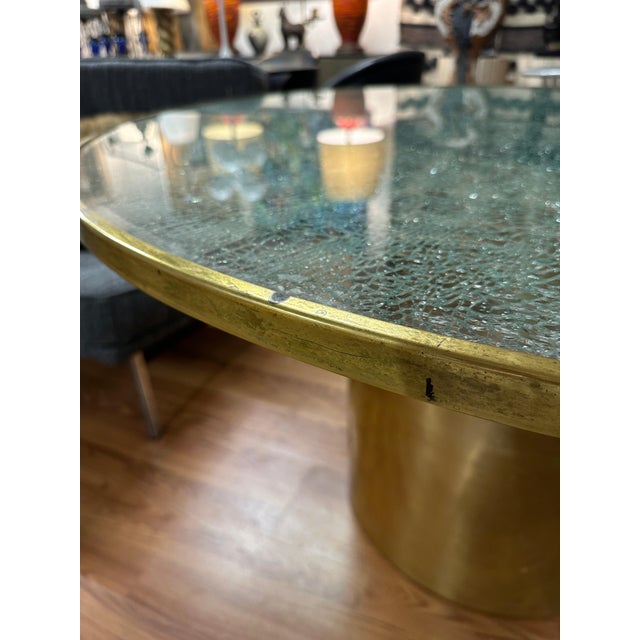 Steve Chase Design Crackle Glass and Brass Dining Table For Sale - Image 10 of 12