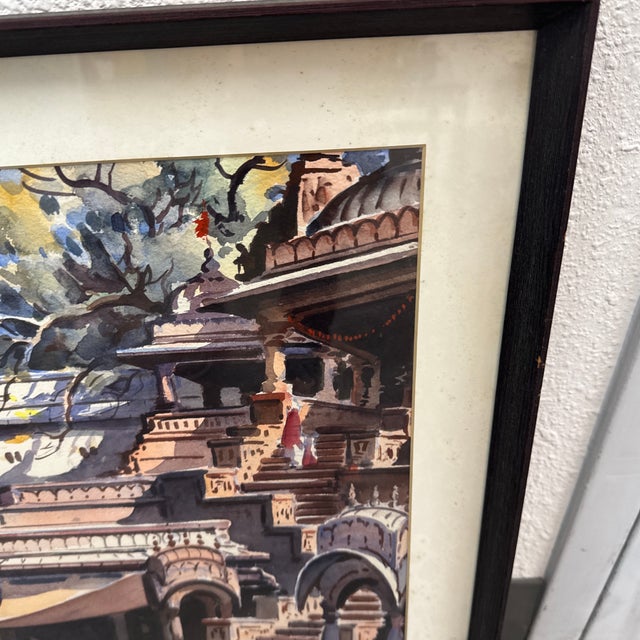 G. D. Thyaga Raj Street Scene, a Bundi Original Watercolor Painting, Circa 1968 For Sale - Image 12 of 12