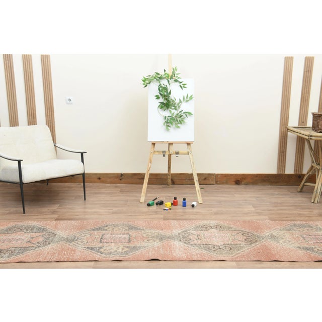 1970s Turkish Oushak Handmade Wool Cotton Orange Runner Rug For Sale - Image 4 of 10