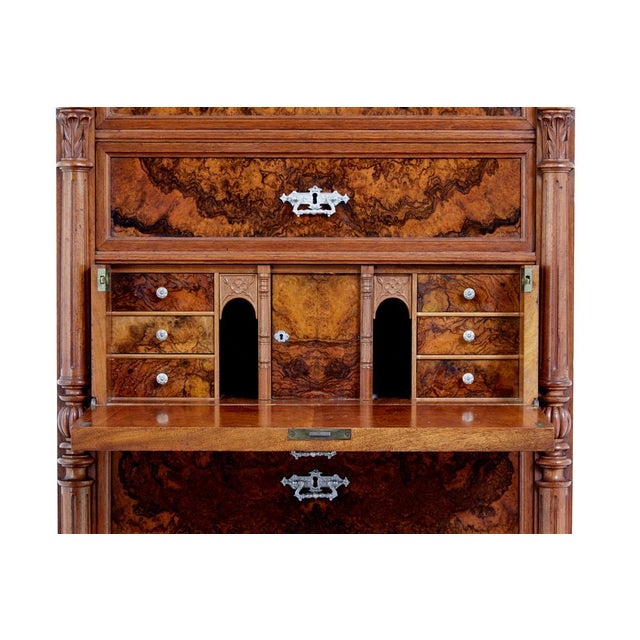 Wood Antique Burr Walnut Chest of Drawers, 1890 For Sale - Image 7 of 14