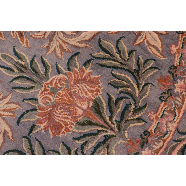 Art Nouveau 1990's Floral Pak-Persian Gray/Pink Wool Round Rug - 8'1'' X 8'3'' For Sale In New York - Image 6 of 8