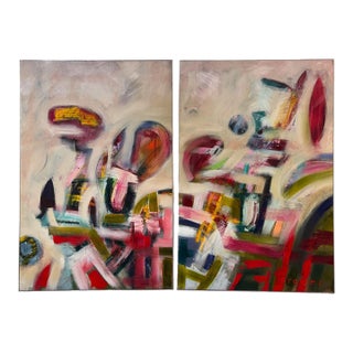 Wet Summer, Abstract Diptych by James Brewer For Sale