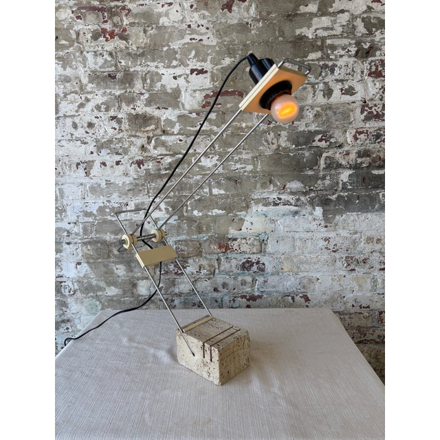 Vintage Italian Travertine Sculptural Table Lamp – Sourced in Parma, Italy For Sale - Image 9 of 11