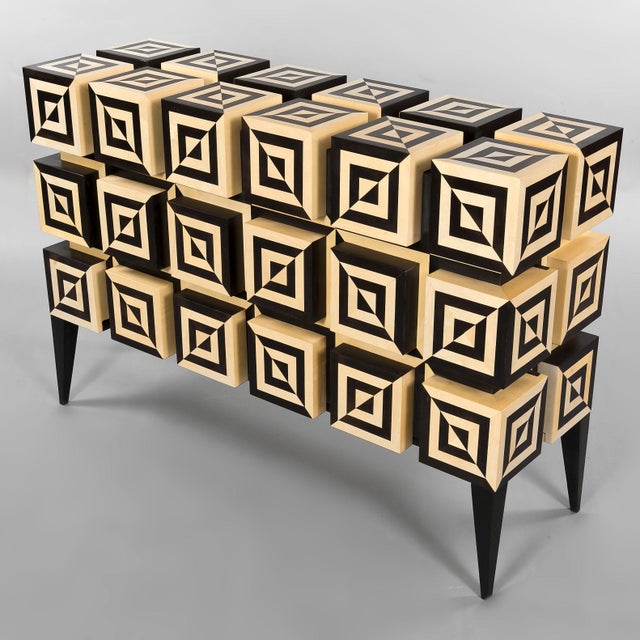 Not Yet Made - Made To Order Ondulation 2 Buffet in Black and White Sycamore Marquetry by Aymeric Lefort For Sale - Image 5 of 15