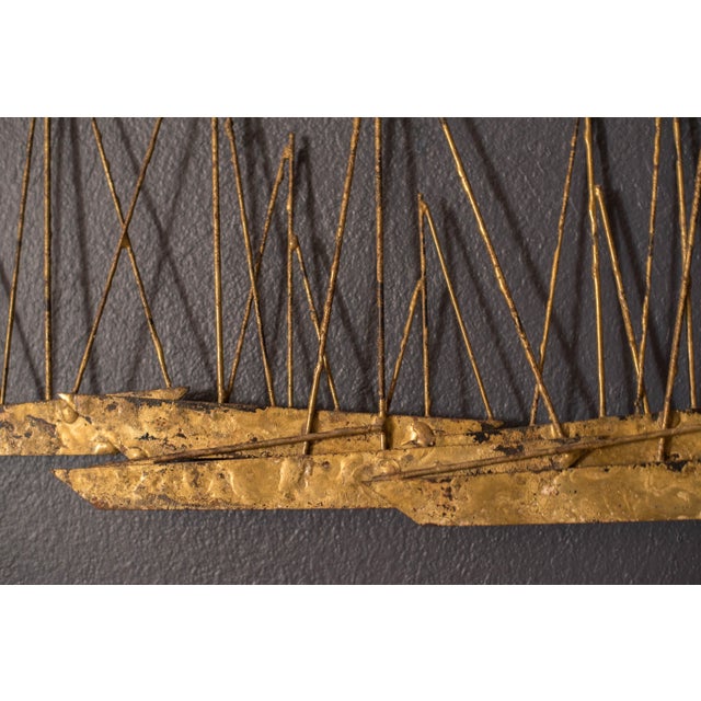 Metal J. Gaylord Ortman Mid Century Wall Hanging Abstract Sailboat Metal Sculpture For Sale - Image 7 of 9