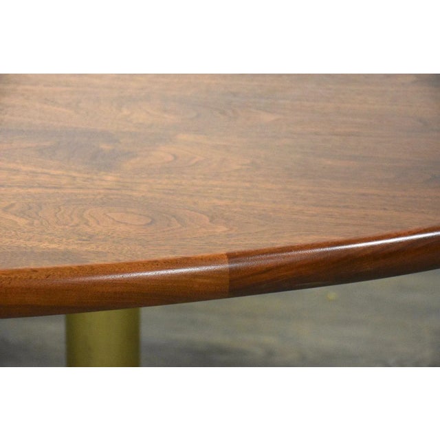 Walnut & Brass MCM Dining Table For Sale In Boston - Image 6 of 9