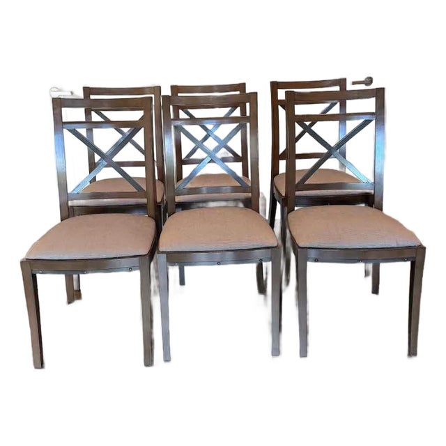 Set of 6 Vintage Attributed Grange Dining Side Chairs For Sale