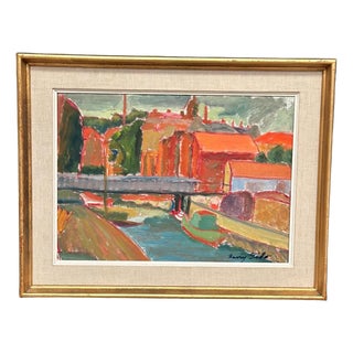 Kerry Gado, Village, 1960s, Oil on Canvas, Framed For Sale