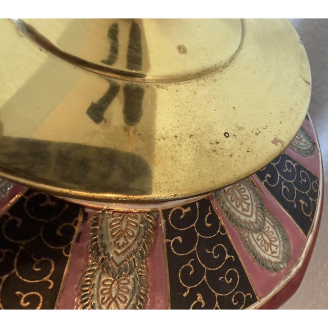 Pair of Vintage Chinoiserie Floral Ginger Jar Style Lamps 1970s For Sale - Image 10 of 11