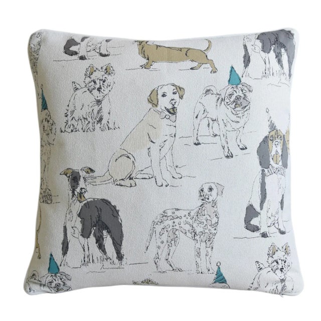 Custom-tailored designer man's best friend dog doggie pet cotton fabric depicting many different doggie motifs. Same...