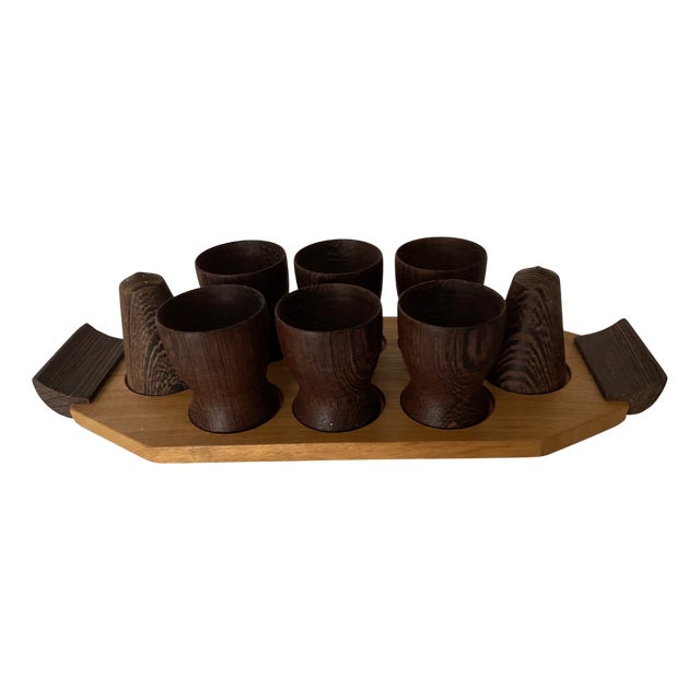 Vintage Wooden Egg Cups, 1960s, Set of 9 For Sale