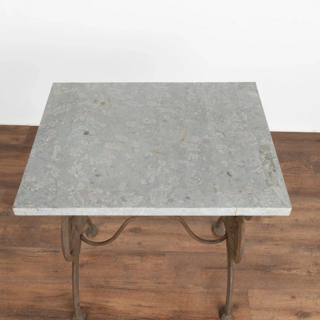 Stone top iron side table, perfect for outdoor space or unique interior accent table. Please enlarge photos to appreciate...