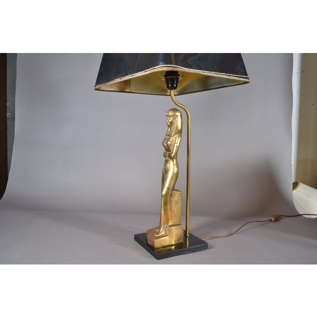 Egyptian Revival Gilt Female Table Lamp, 1970s For Sale - Image 9 of 9