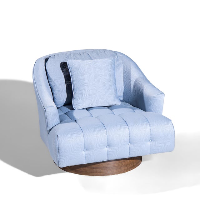 Harvey Probber Style Mid Century Walnut Swivel Lounge Chairs - Pair For Sale - Image 12 of 12