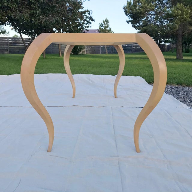 Large Modern Sculptural Wood and Glass Console Table / Desk For Sale - Image 6 of 13