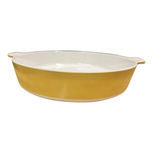 1960s Mid Century Modern Yellow Corning Ware Bake & Serve Round Dish