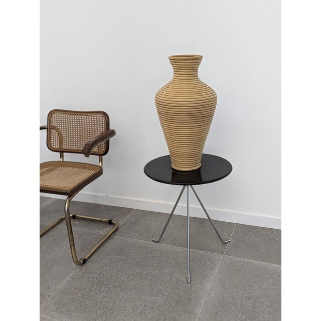 Large Mid-Century Modern Coiled Rattan Floor Vase, 1970s For Sale - Image 4 of 12