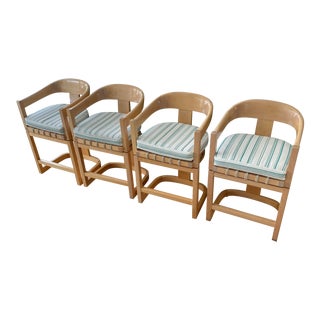 Karl Springer Attributed “Onassis” Swivel Counter Stools For Sale