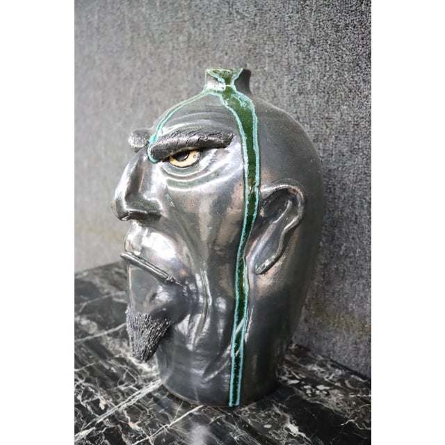 Early 21st Century Whimsical Terra-Cotta Face Jug For Sale - Image 5 of 6