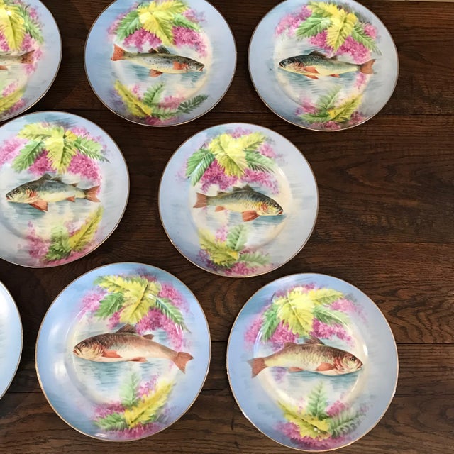 19th Century Limoges Hand Painted Fish PlatesSet of 11 Chairish