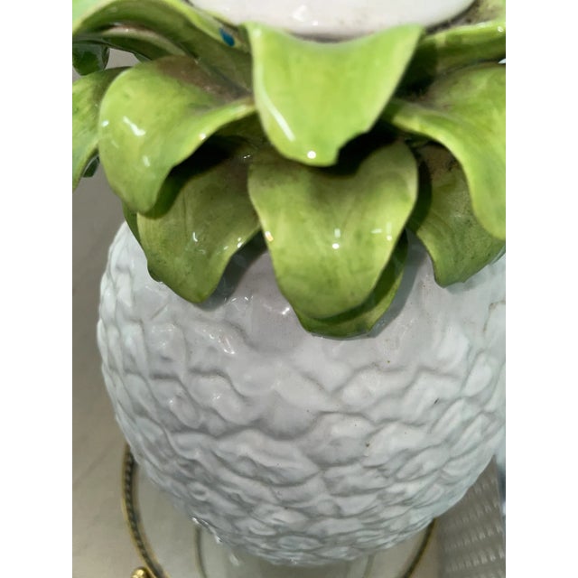 1960s Blanc De Chine White and Green Italian Pineapple Lamp For Sale - Image 4 of 5
