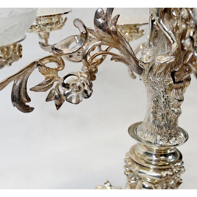 2000 - 2009 Victorian Silver-Plated and Cut Glass Centrepiece with Cherub For Sale - Image 5 of 12