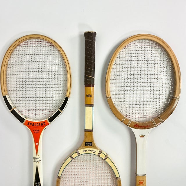 Vintage Mid-Century Americana Boho Chic Wood Tennis Rackets - Set of 3 For Sale - Image 6 of 13