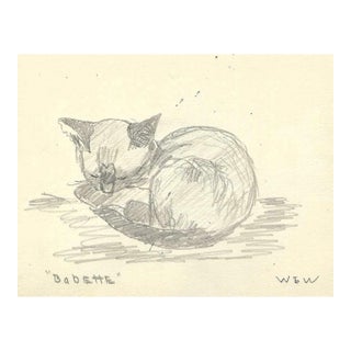 1943 Kitten Drawing by William Wood For Sale