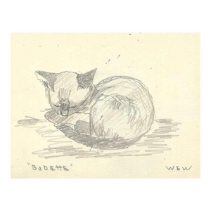 1943 Kitten Drawing by William Wood