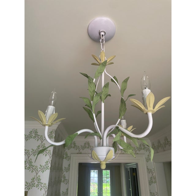 1960s Painted Tole Chandelier For Sale - Image 5 of 5