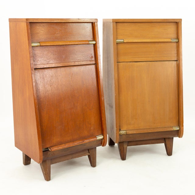 United Mid Century Walnut Tall Nightstand Foyer Entry Console Chairish